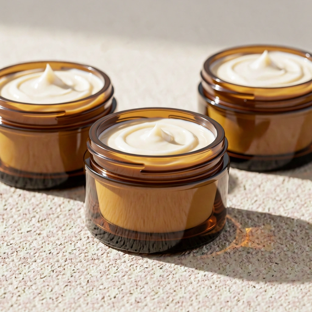 Premium skincare products illustrating studio quality